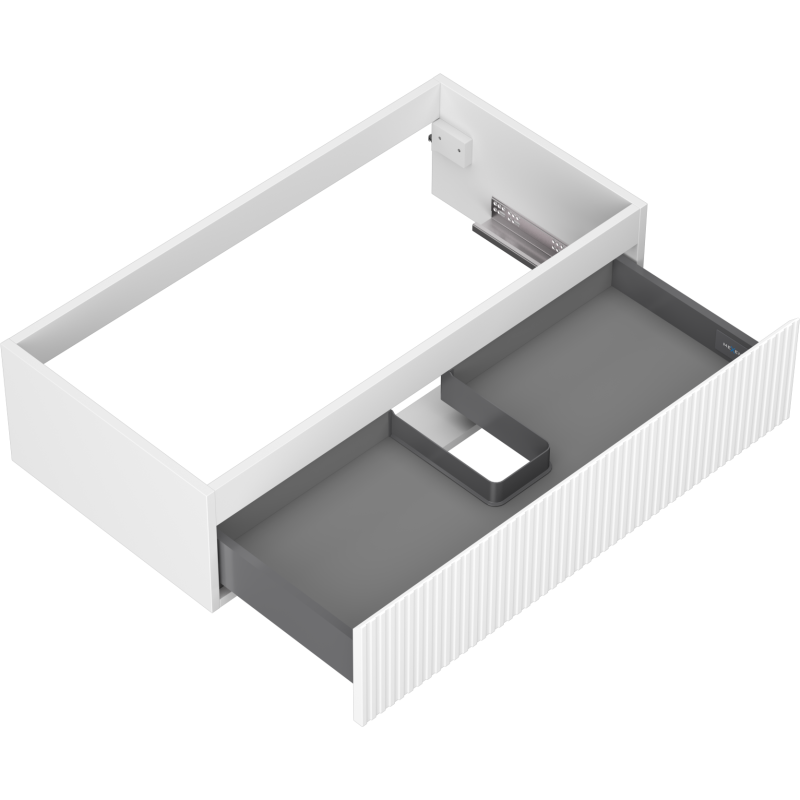 Mexen Rivel vonios kambario spintelė po praustuvu 90 cm, 1 stalčius, rifliuotas, baltas matinis - 91A20-09023-1-BF01
