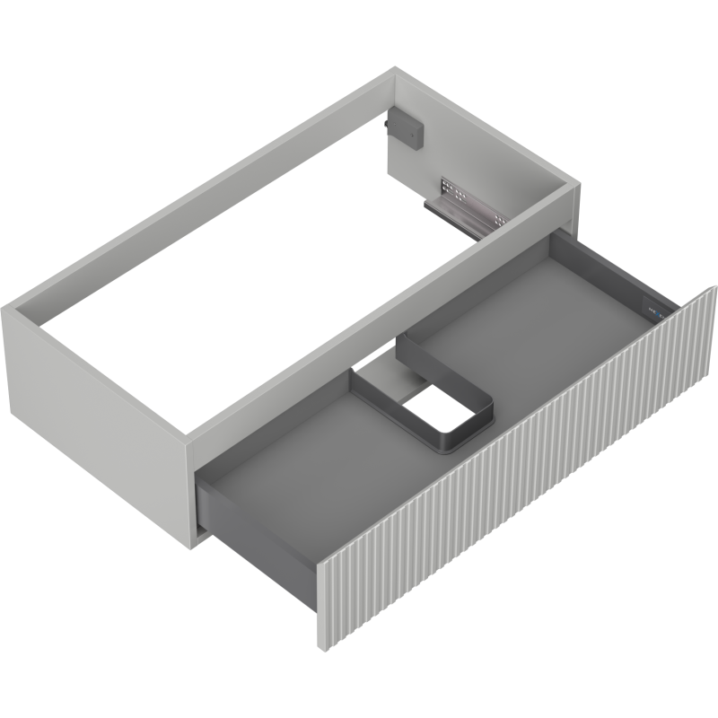 Mexen Rivel vonios kambario spintelė po kriaukle 90 cm, 1 stalčius, rifliuota, pilka matinė - 91A20-09023-1-BF62