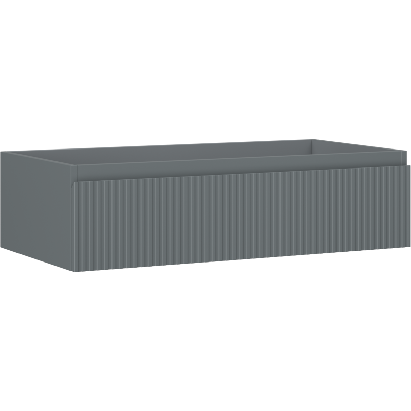 Mexen Rivel vonios kambario spintelė po kriaukle 90 cm, 1 stalčius, rifliuota, matinė grafito - 91A20-09023-1-BF66