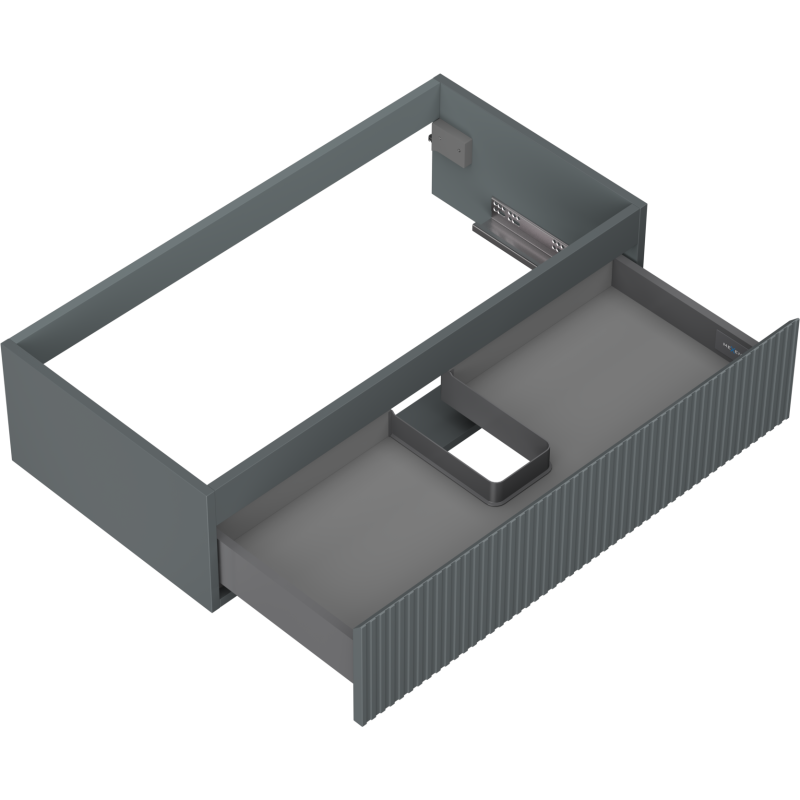Mexen Rivel vonios kambario spintelė po kriaukle 90 cm, 1 stalčius, rifliuota, matinė grafito - 91A20-09023-1-BF66