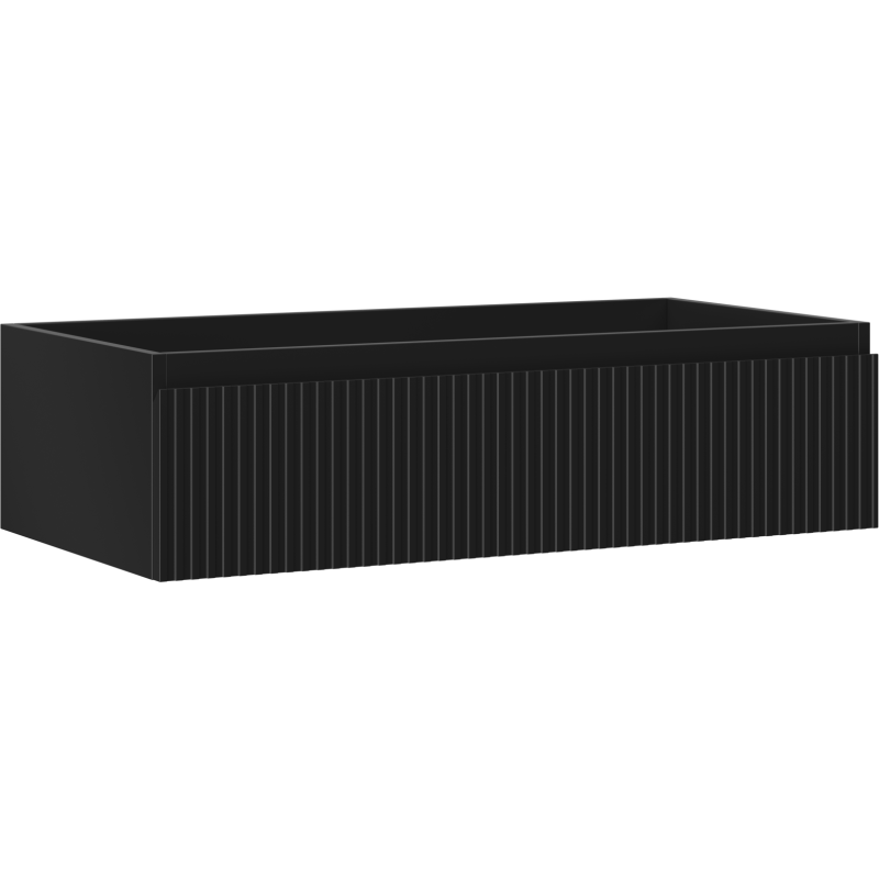 Mexen Rivel vonios kambario spintelė po praustuvu 90 cm, 1 stalčius, rifliuota, juoda matinė - 91A20-09023-1-BF71