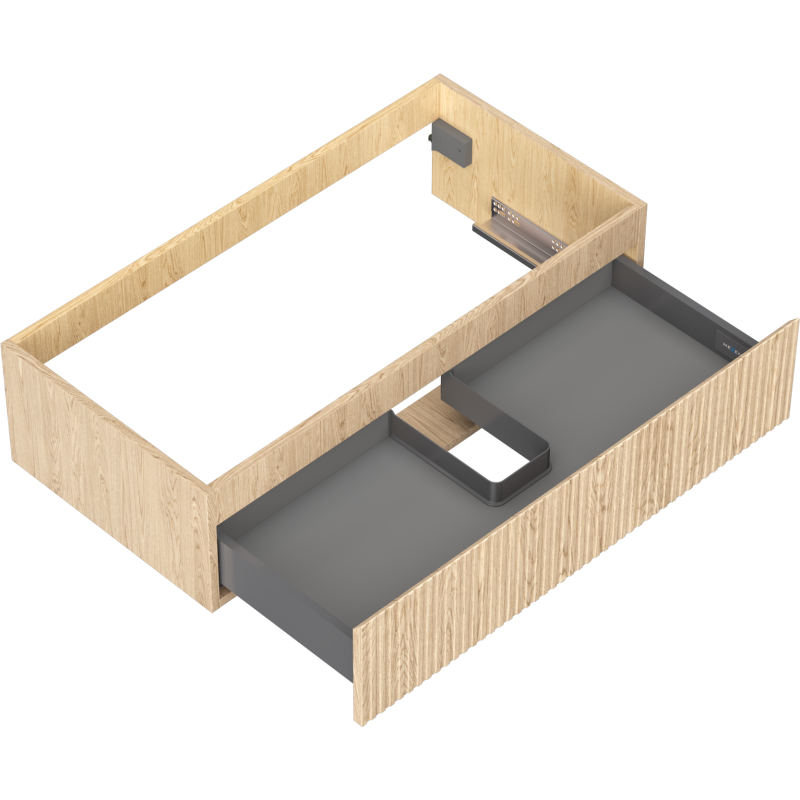 Mexen Rivel vonios veidrodis po kriaukle 90 cm, 1 stalčius, gofruotas, ąžuolas - 91A20-09023-1-BF81