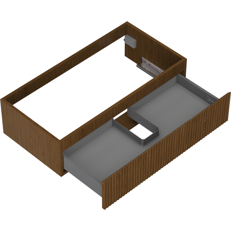 Mexen Rivel vonios spintelė po praustuvu 90 cm, 1 stalčius, rifliuota, riešutas - 91A20-09023-1-BF86