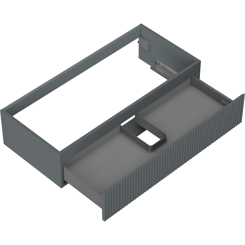 Mexen Rivel vonios kambario spintelė po praustuvu 100 cm, 1 stalčius, rifliuota, grafito matinė - 91A20-10023-1-BF66