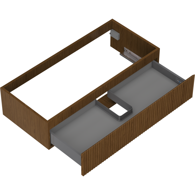 Mexen Rivel vonios kambario spintelė po praustuvu 100 cm, 1 stalčius, rievėta, riešutas - 91A20-10023-1-BF86