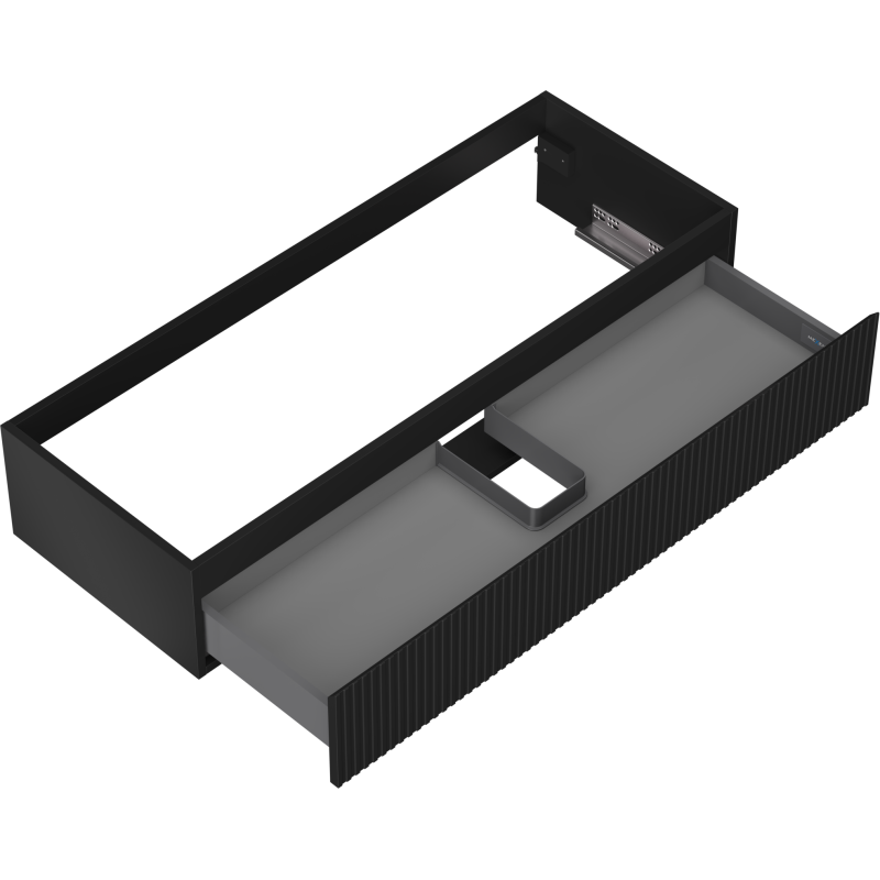 Mexen Rivel vonios spintelė po kriaukle 120 cm, 1 stalčius, rifliuota, juoda matinė - 91A20-12023-1-BF71