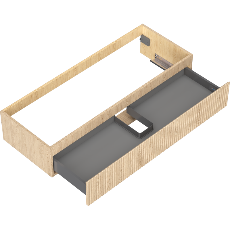 Mexen Rivel vonios kambario spintelė po praustuvu 120 cm, 1 stalčius, rifliuota, ąžuolo - 91A20-12023-1-BF81