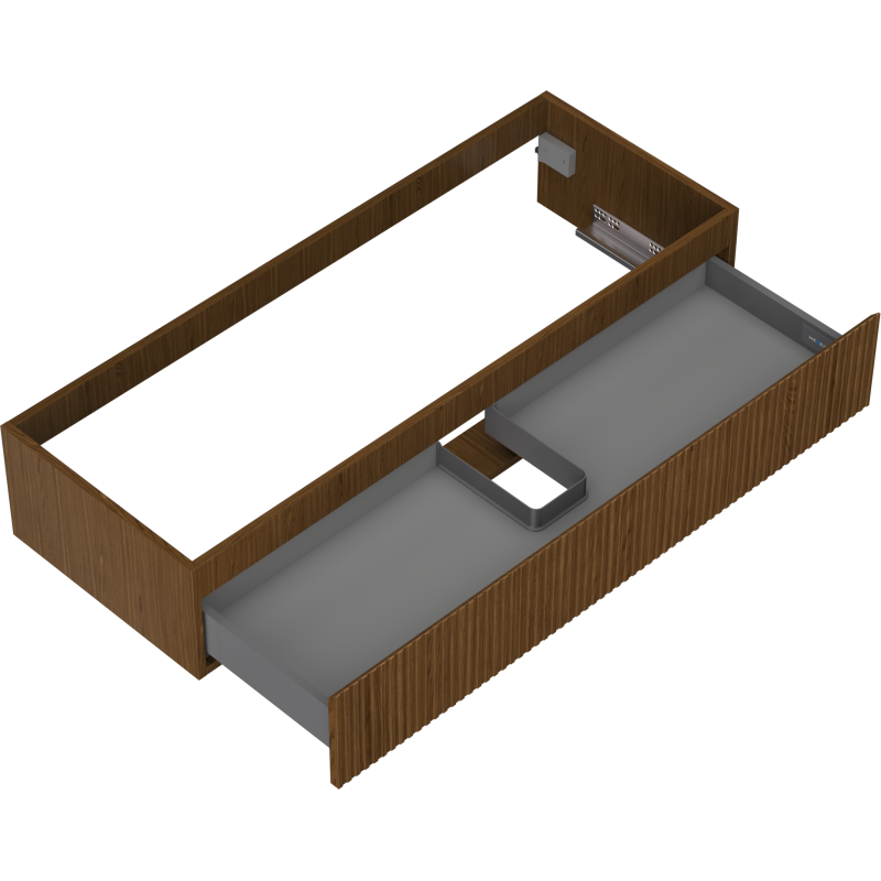 Mexen Rivel vonios kambario spintelė po kriaukle 120 cm, 1 stalčius, griovelis, riešutas - 91A20-12023-1-BF86