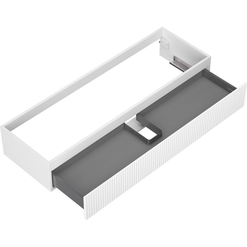 Mexen Rivel vonios kambario spintelė po praustuvu 140 cm, 1 stalčius, briaunuotas, matinė balta - 91A20-14023-1-BF01