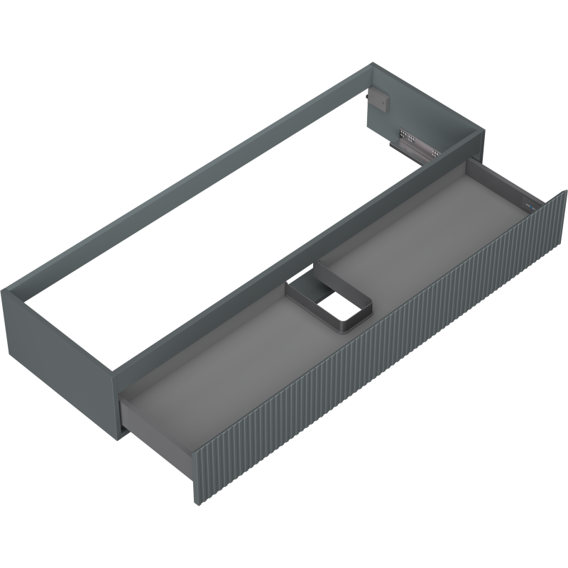 Mexen Rivel vonios spintelė po praustuvu 140 cm, 1 stalčius, rifliuota, grafito matinė - 91A20-14023-1-BF66