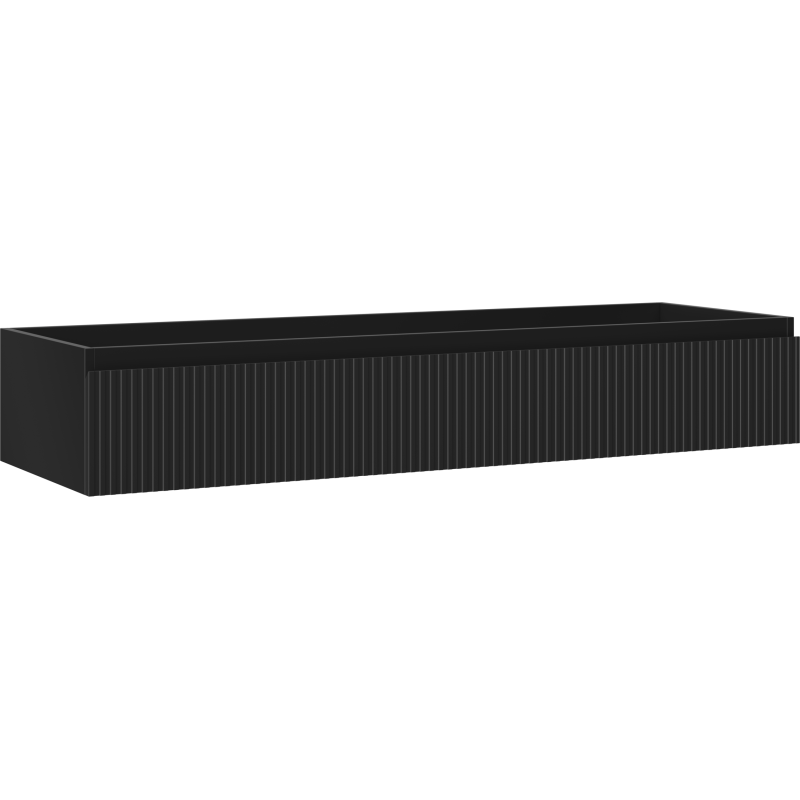 Mexen Rivel vonios spintelė po praustuvu 140 cm, 1 stalčius, rifliuota, juoda matinė - 91A20-14023-1-BF71