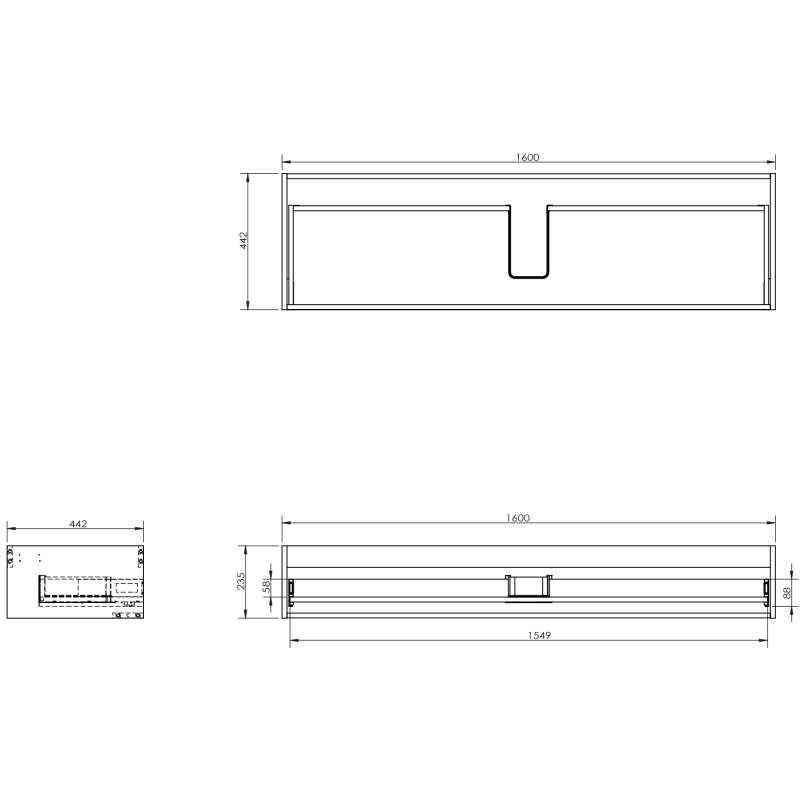 Mexen Rivel vonios kambario spintelė po praustuvu 160 cm, 1 stalčius, briaunuota, pilka matinė - 91A20-16023-1-BF62