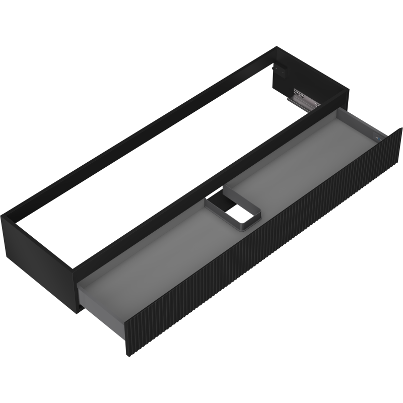 Mexen Rivel vonios baldų spintelė po kriaukle 160 cm, 1 stalčius, rifliuota, juoda matinė - 91A20-16023-1-BF71