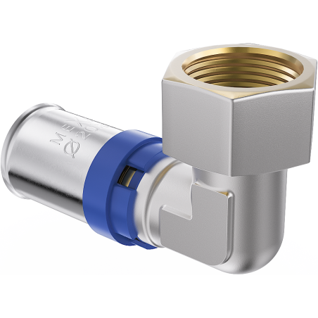 Mexen PEX-P pusės sriegio jungtis, presuojamas alkūnė, PEX 16 x 1/2 vidinis sriegis - W97136-1612F-00