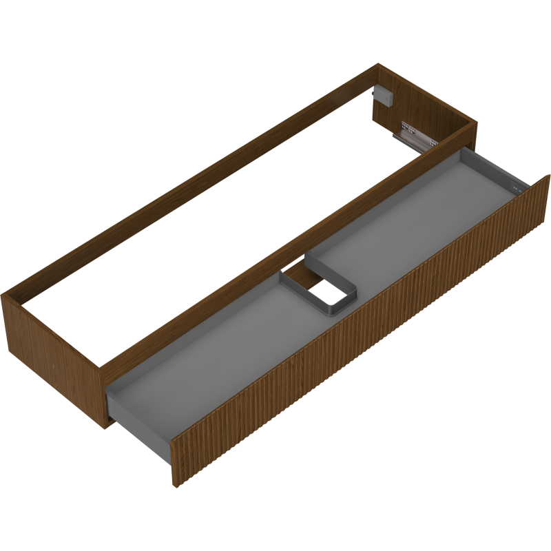 Mexen Rivel vonios kambario spintelė po kriaukle 160 cm, 1 stalčius, rifliuota, riešutmedis - 91A20-16023-1-BF86