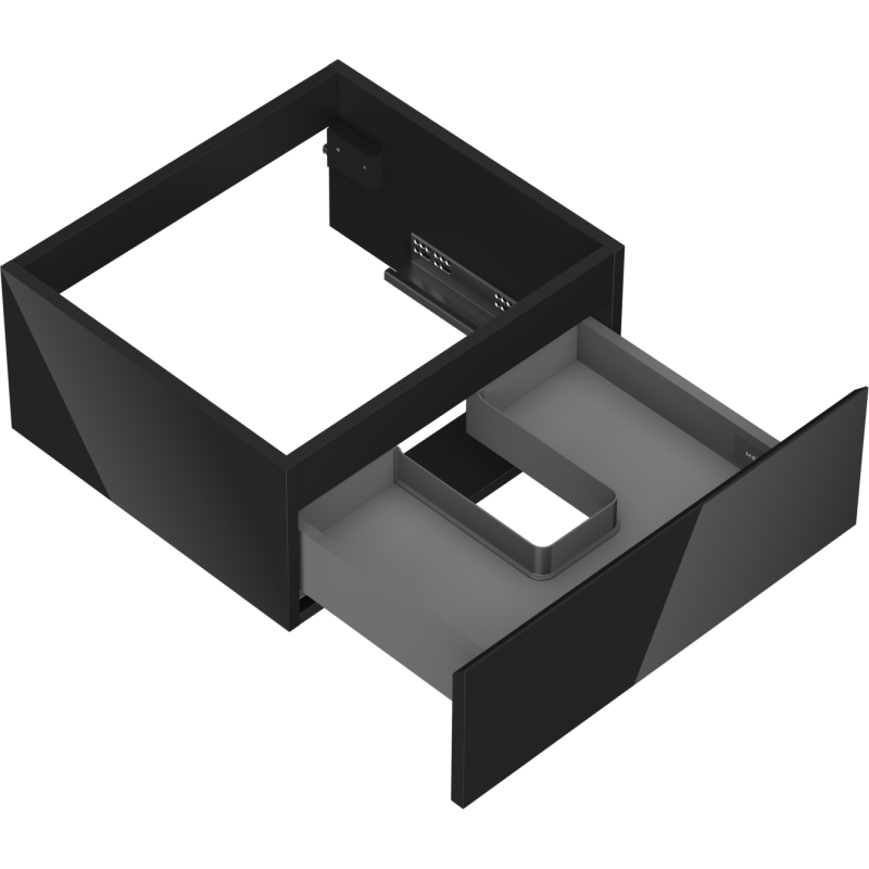 Mexen Orio vonios spintelė po praustuvu 50 cm, 1 stalčius, juodas blizgus - 91A10-05023-1-BF70