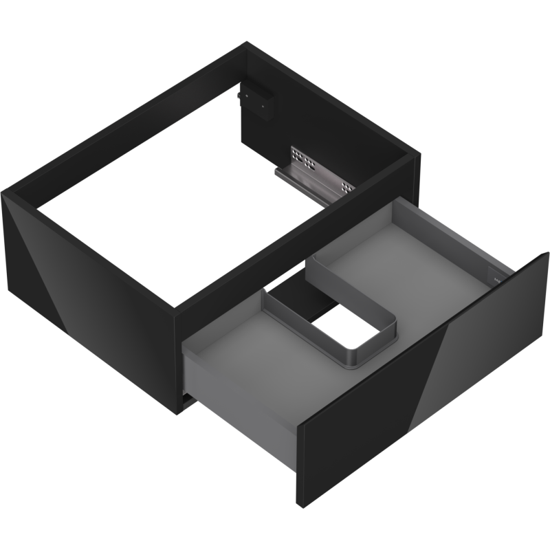 Mexen Orio vonios spintelė po praustuvu 60 cm, 1 stalčius, juodas blizgus - 91A10-06023-1-BF70