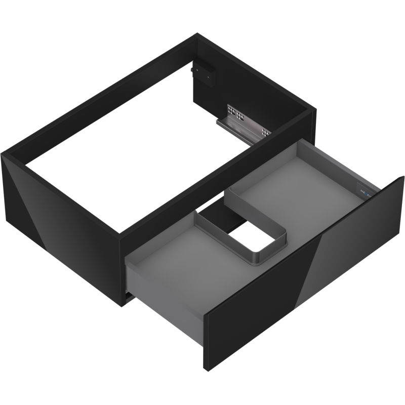 Mexen Orio vonios spintelė po praustuvu 70 cm, 1 stalčius, juoda blizgi - 91A10-07023-1-BF70