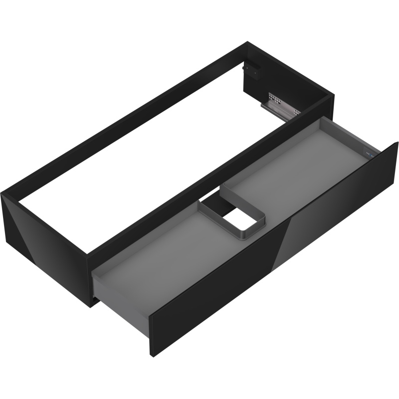 Mexen Orio vonios kambario spintelė po praustuvu 120 cm, 1 stalčius, juodas blizgesys - 91A10-12023-1-BF70