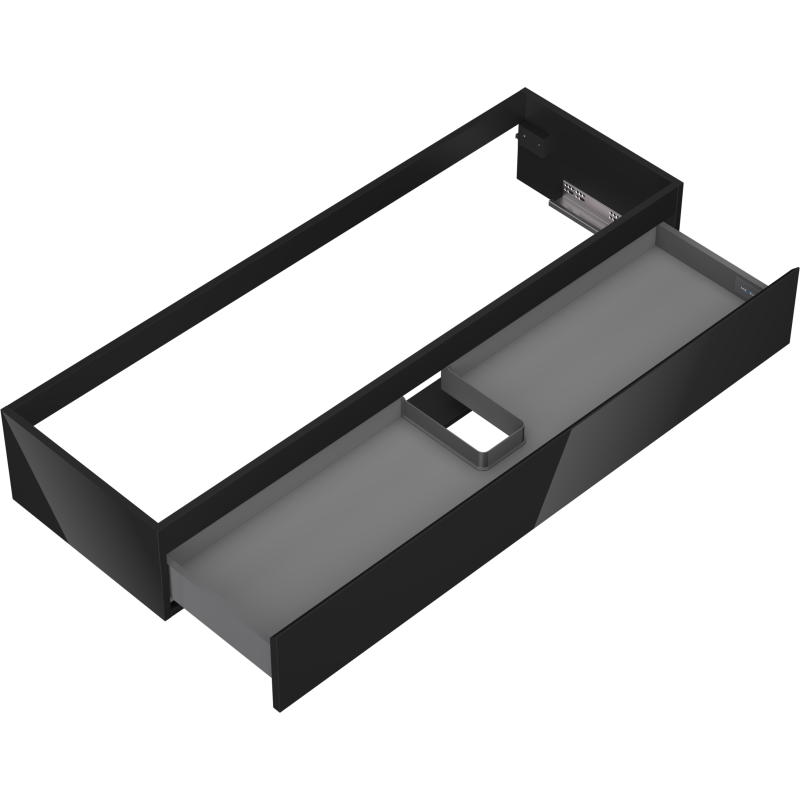Mexen Orio vonios kambario spintelė po praustuvu 140 cm, 1 stalčius, juodas blizgus - 91A10-14023-1-BF70