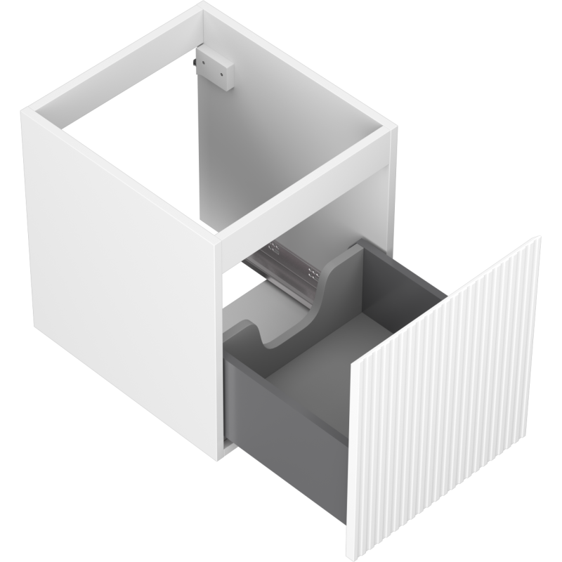Mexen Rivel vonios kambario spintelė po kriaukle 40 cm, 1 stalčius, rifliuota, balta matinė - 91A20-04047-1-BF01