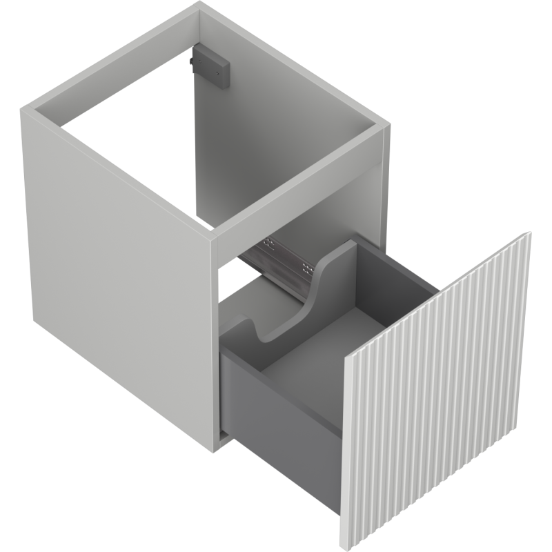 Mexen Rivel vonios kambario spintelė po kriaukle 40 cm, 1 stalčius, grioveliuota, pilka matinė - 91A20-04047-1-BF62