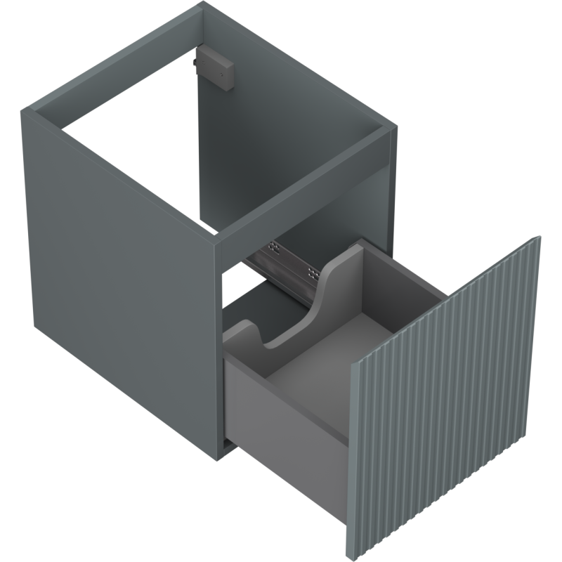 Mexen Rivel vonios spintelė po kriaukle 40 cm, 1 stalčius, rifliuota, pilkai matinė - 91A20-04047-1-BF66