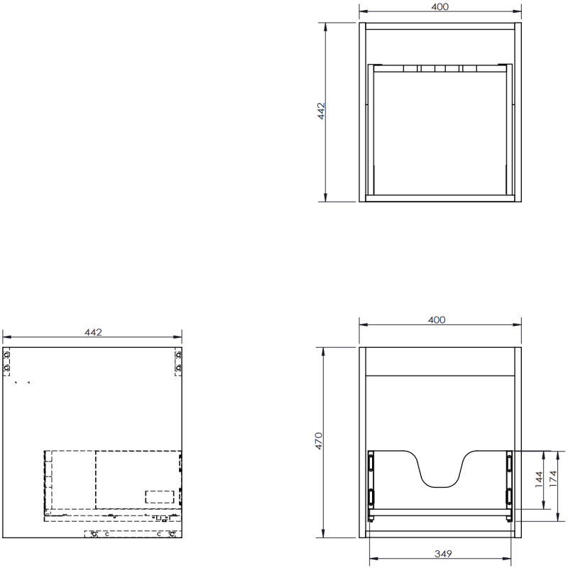 Mexen Rivel vonios kambario spintelė po praustuvu 40 cm, 1 stalčius, rifliuota, juoda matinė - 91A20-04047-1-BF71