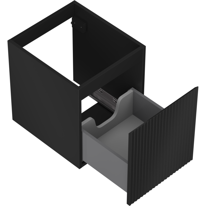 Mexen Rivel vonios kambario spintelė po praustuvu 40 cm, 1 stalčius, rifliuota, juoda matinė - 91A20-04047-1-BF71
