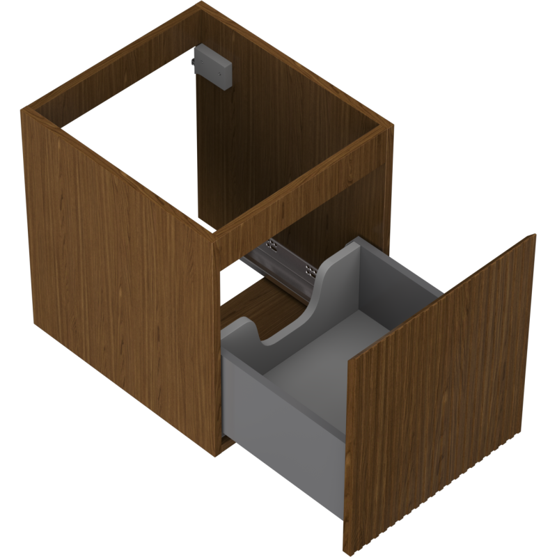 Mexen Rivel vonios kambario spintelė po kriaukle 40 cm, 1 stalčius, grioveliais, riešutmedis - 91A20-04047-1-BF86