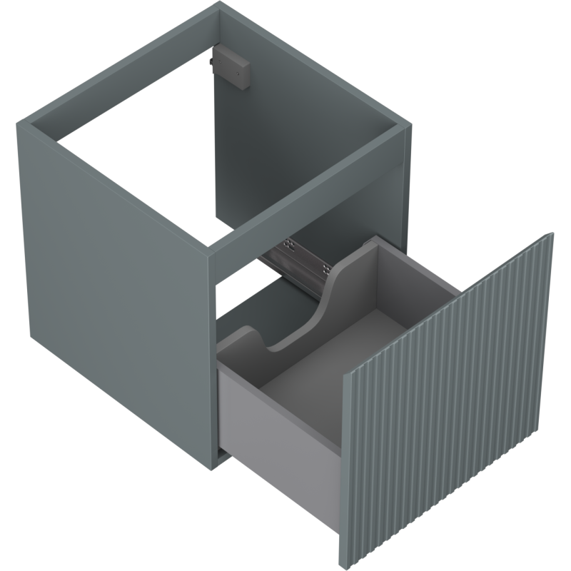 Mexen Rivel vonios kambario spintelė po praustuvu 45 cm, 1 stalčius, rifliuota, matinė grafito spalva - 91A20-04547-1-BF66