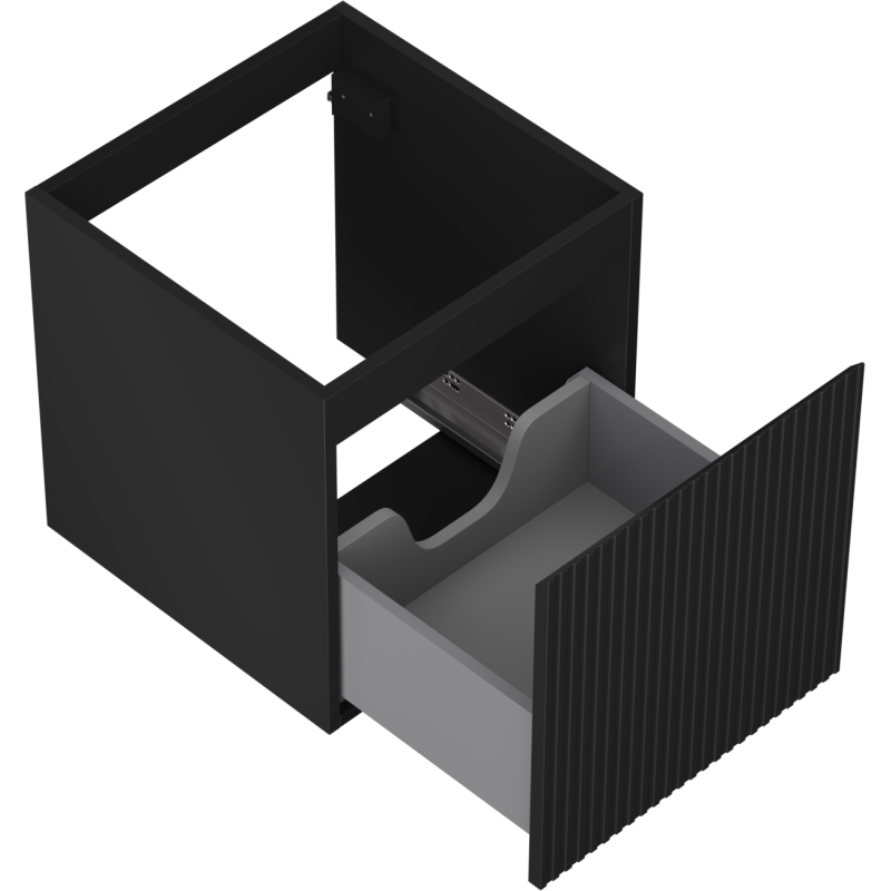 Mexen Rivel vonios kambario spintelė po praustuvu 45 cm, 1 stalčius, grioveliai, juoda matinė - 91A20-04547-1-BF71