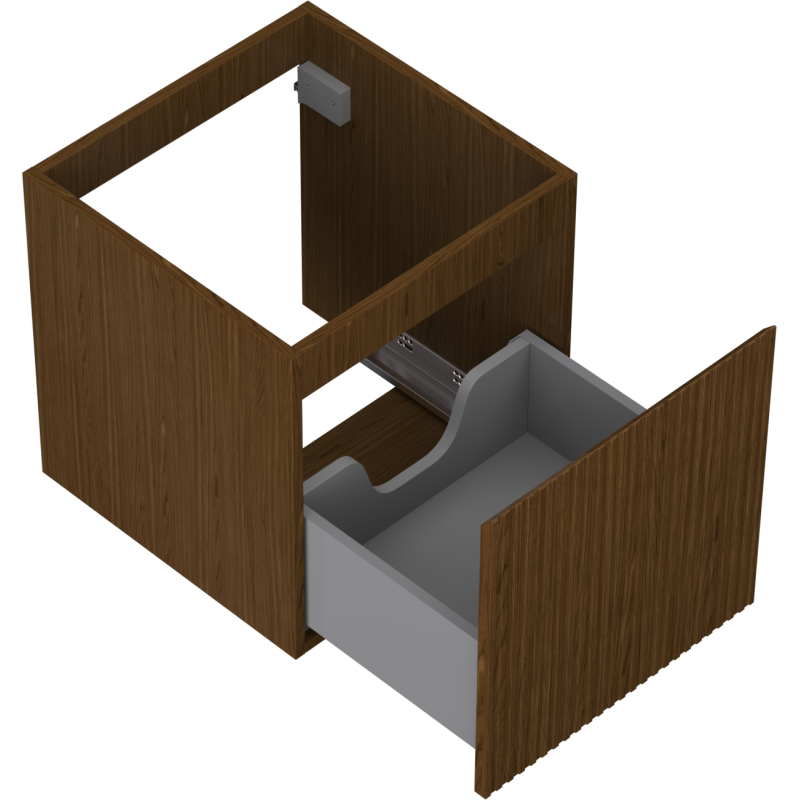 Mexen Rivel vonios spintelė po praustuvu 45 cm, 1 stalčius, rifliuotas, riešutas - 91A20-04547-1-BF86