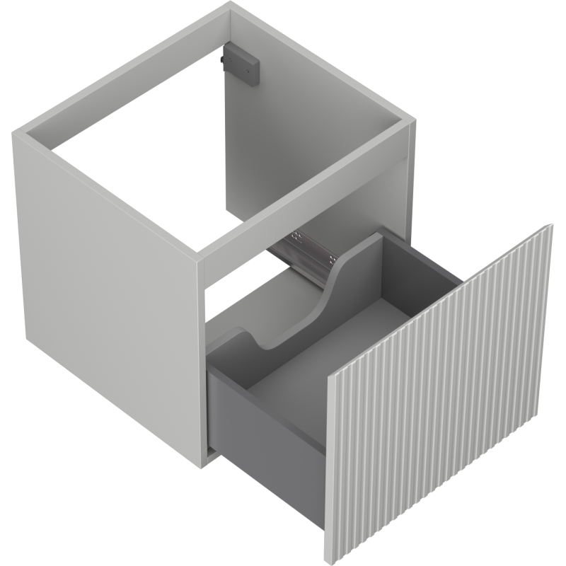 Mexen Rivel vonios kambario spintelė po kriaukle 50 cm, 1 stalčius, rifliuota, pilka matinė - 91A20-05047-1-BF62