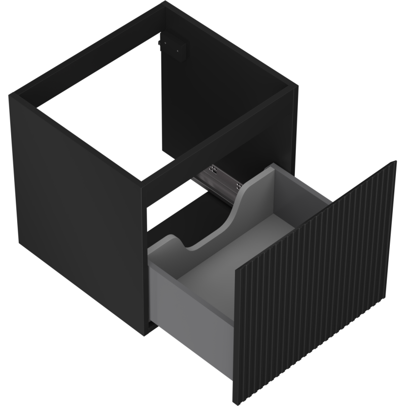 Mexen Rivel vonios kambario spintelė po praustuvu 50 cm, 1 stalčius, briaunuota, juoda matinė - 91A20-05047-1-BF71