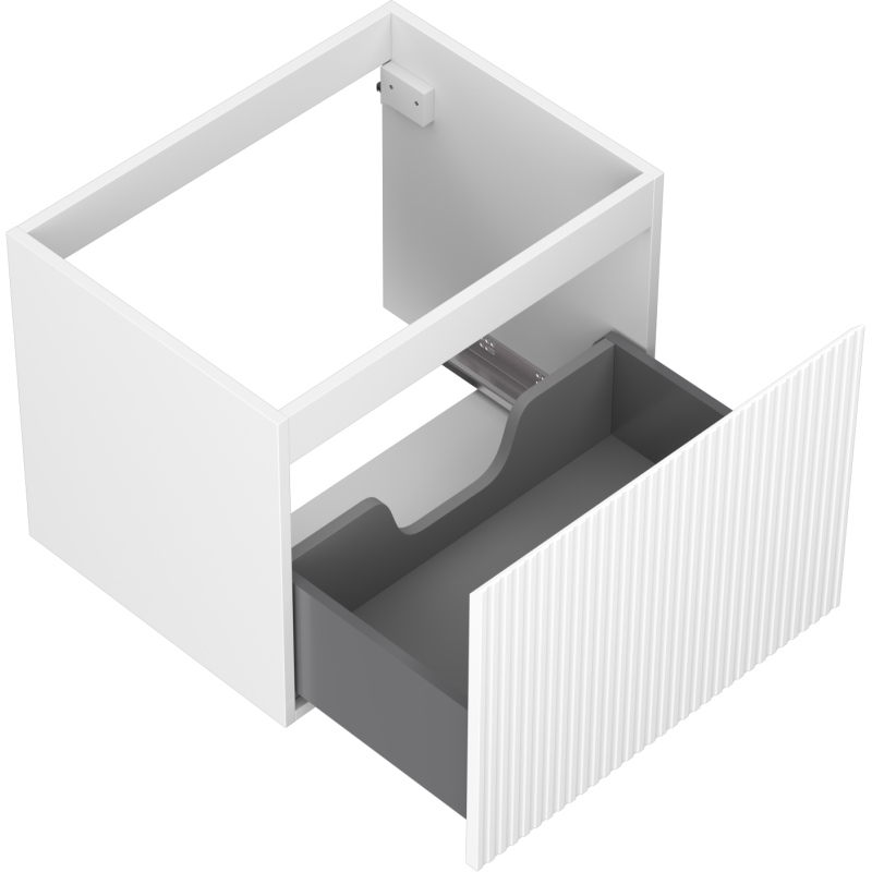 Mexen Rivel vonios spintelė po kriaukle 60 cm, 1 stalčius, rifliuota, balta matinė - 91A20-06047-1-BF01