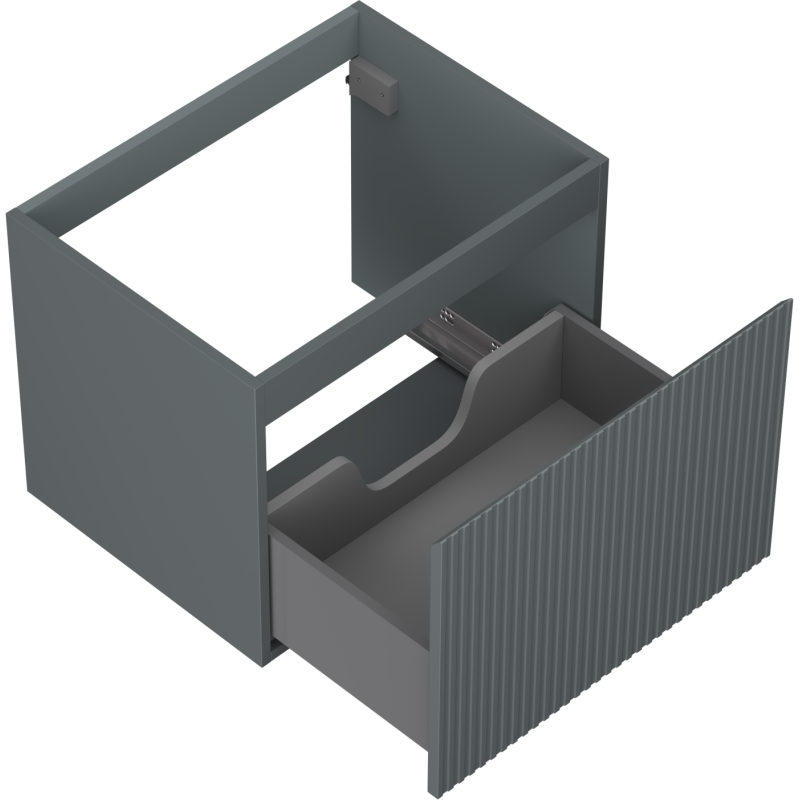 Mexen Rivel vonios spintelė po kriaukle 60 cm, 1 stalčius, gofruotas, grafitas matinis - 91A20-06047-1-BF66