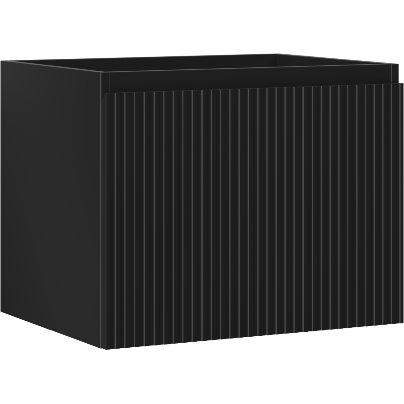 Mexen Rivel vonios kambario spintelė po kriaukle 60 cm, 1 stalčius, grioveliais, juoda matinė - 91A20-06047-1-BF71