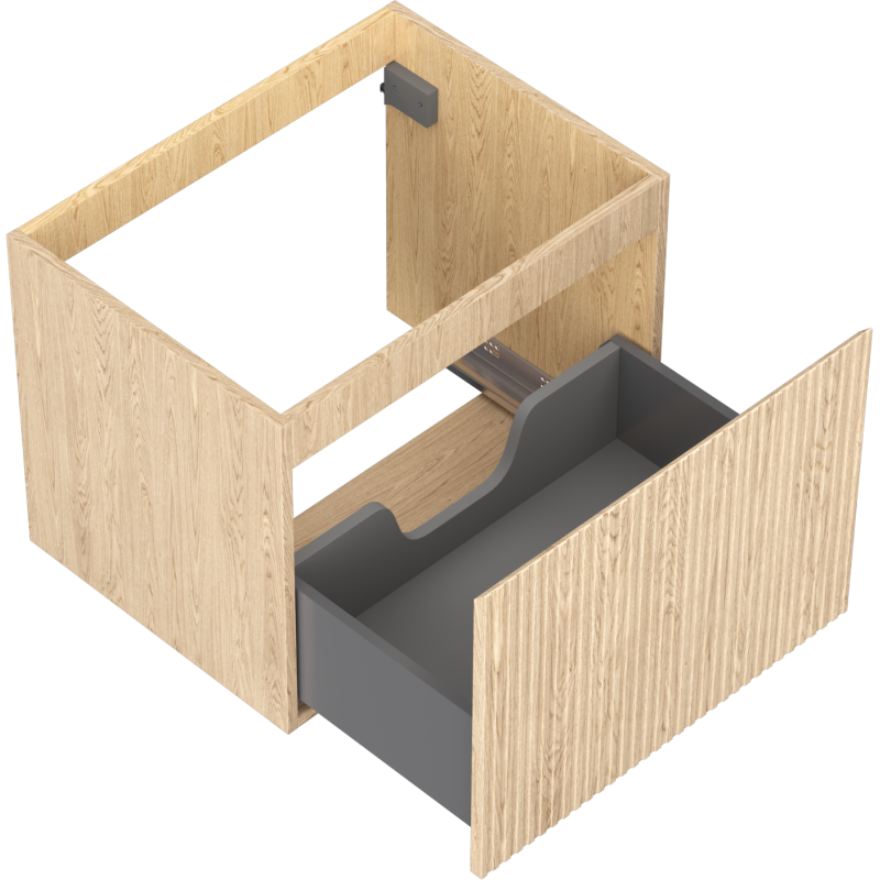 Mexen Rivel vonios kambario spintelė po praustuvu 60 cm, 1 stalčius, rifliuota, ąžuolas - 91A20-06047-1-BF81