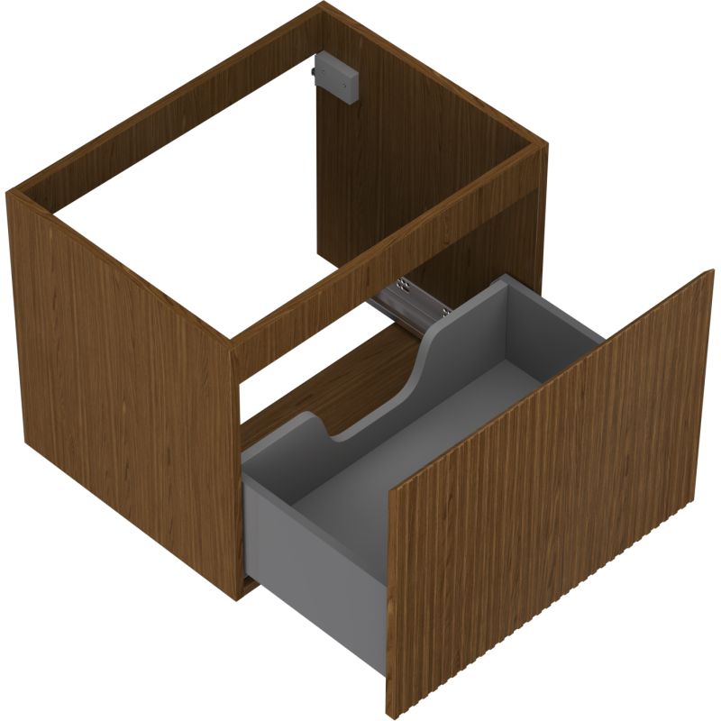 Mexen Rivel vonios spintelė po praustuvu 60 cm, 1 stalčius, rifliuotas, riešutas - 91A20-06047-1-BF86