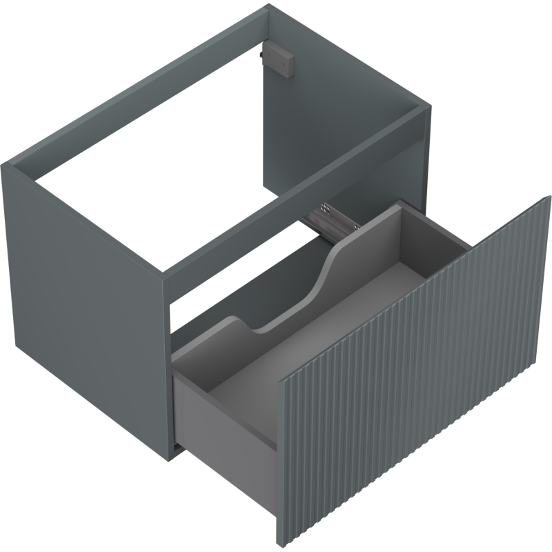 Mexen Rivel vonios kambario spintelė po kriaukle 70 cm, 1 stalčius, grioveliuota, matinė grafito spalva - 91A20-07047-1-BF66