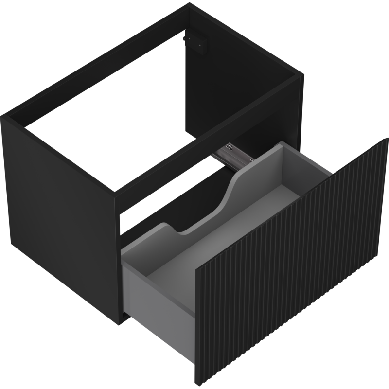 Mexen Rivel vonios spintelė po praustuvu 70 cm, 1 stalčius, rifliuotas, juodas matinis - 91A20-07047-1-BF71