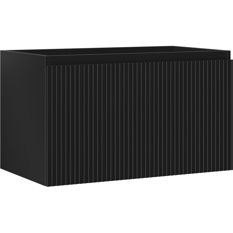 Mexen Rivel vonios kambario spintelė po praustuvu 80 cm, 1 stalčius, rifliuota, juoda matinė - 91A20-08047-1-BF71