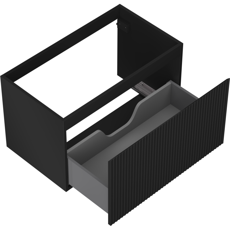 Mexen Rivel vonios kambario spintelė po praustuvu 80 cm, 1 stalčius, rifliuota, juoda matinė - 91A20-08047-1-BF71
