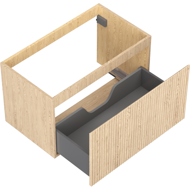 Mexen Rivel vonios kambario spintelė po praustuvu 80 cm, 1 stalčius, rifliuota, ąžuolas - 91A20-08047-1-BF81