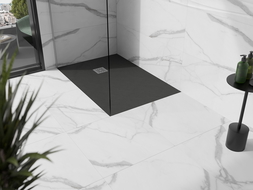 Mexen Stone+ stačiakampė kompozitinė dušo kabina 130 x 90 cm, antracitas - 44719013