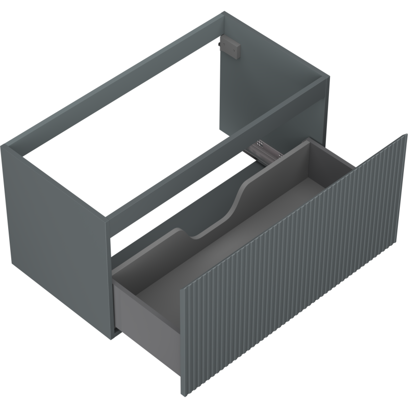 Mexen Rivel vonios kambario spintelė po praustuvu 90 cm, 1 stalčius, grioveliais, pilka matinė - 91A20-09047-1-BF66