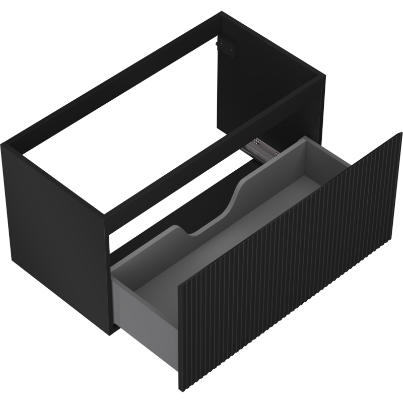 Mexen Rivel vonios spintelė po praustuvu 90 cm, 1 stalčius, grioveliai, juoda matinė - 91A20-09047-1-BF71