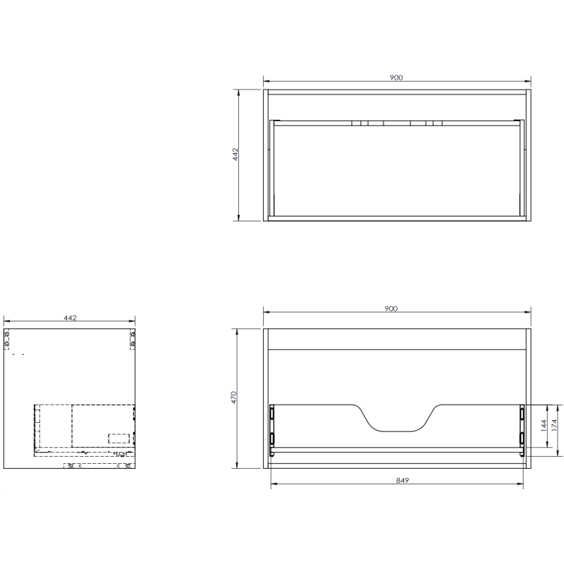 Mexen Rivel vonios spintelė po praustuvu 90 cm, 1 stalčius, rifliuota, ąžuolas - 91A20-09047-1-BF81