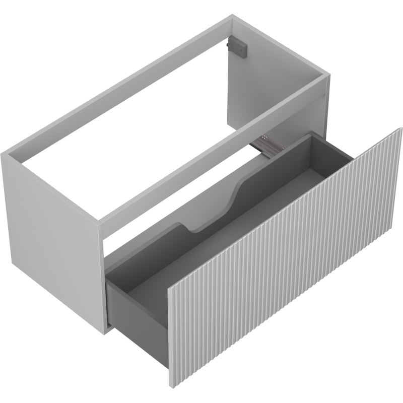 Mexen Rivel vonios spintelė po praustuvu 100 cm, 1 stalčius, rifliuota, pilka matinė - 91A20-10047-1-BF62